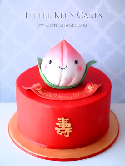 A Chinese twist-cute longevity cake - Cake by Little Kel's Cakes