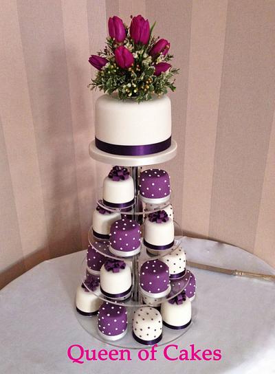 Purple miniature wedding cake towers - Cake by QueenOfCakes(WALES)