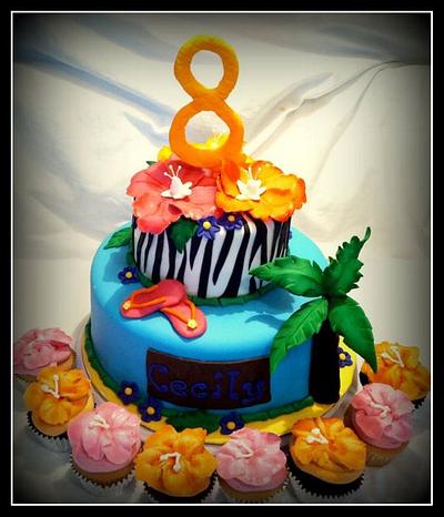 Hawaiian Themed Birthday - Cake by Angel Rushing