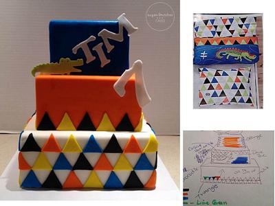 Alligator and triangles  - Cake by SugarBritchesCakes