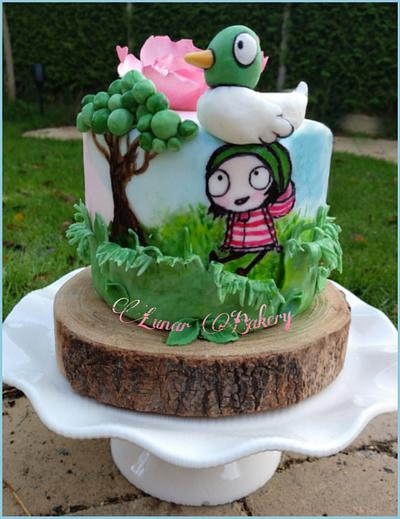 Sarah and Duck painted cake - Cake by Lunar Bakery