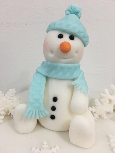 Snowman Fondant Christmas Snow  - Cake by Agnes Linsen