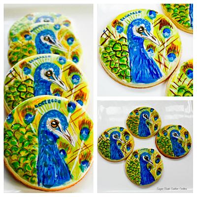 Hand Painted Peacock Cookies - Cake by Kim Coleman (Sugar Rush Custom Cookies)