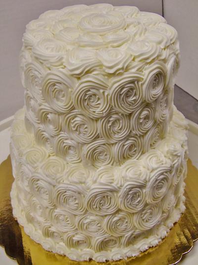 Rosette buttercream 2-tier wedding cake - Cake by Nancys Fancys Cakes & Catering (Nancy Goolsby)