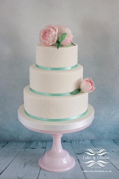 Peony wedding cake - Cake by Cakes by Christine