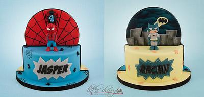 Double sided cake Spider and Batman! - Cake by Little Cherry