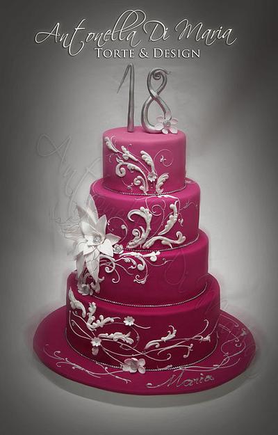 Strawberry pink with elegant swirls - Cake by Antonella Di Maria