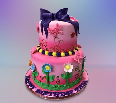 Purple Bow Birthday Cake - Cake by MsTreatz