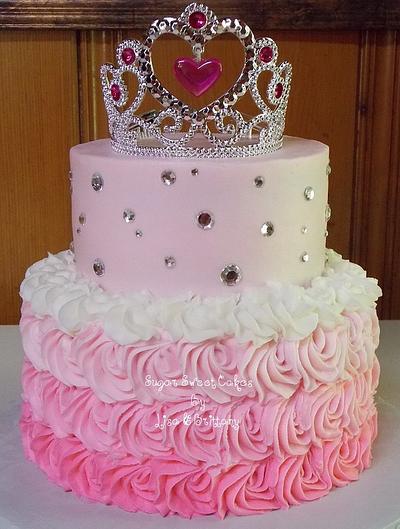 Princess/Pink Ombre Roses - Cake by Sugar Sweet Cakes