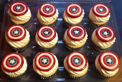 Captain America Cupcakes - Cake by Tracy's Custom Cakery LLC