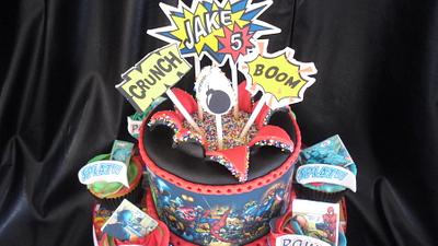 Super Hero Explosion  - Cake by Shirley Jones 