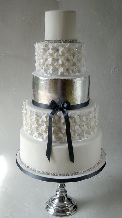 Silver Leaf White Wedding Cake - Cake by Amanda’s Little Cake Boutique