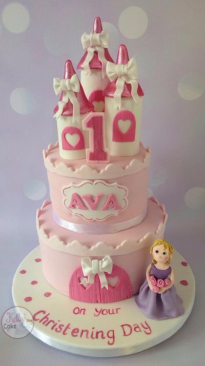Ava's christening/1st Birthday  - Cake by Kelly Hallett