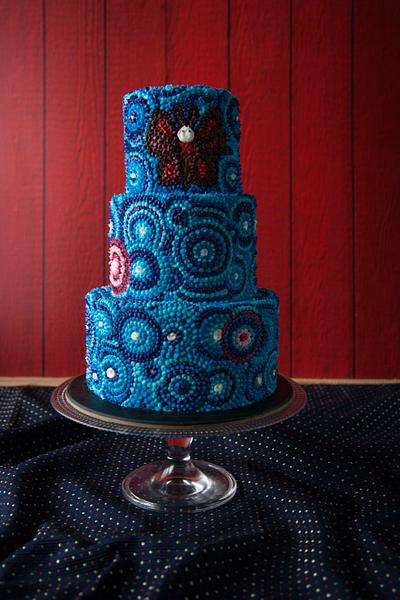 Blue Pointillism  - Cake by Subhashini Ramsingh