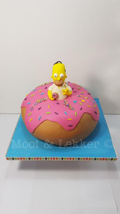 Homer Donut cake. - Cake by Simone van der Meer