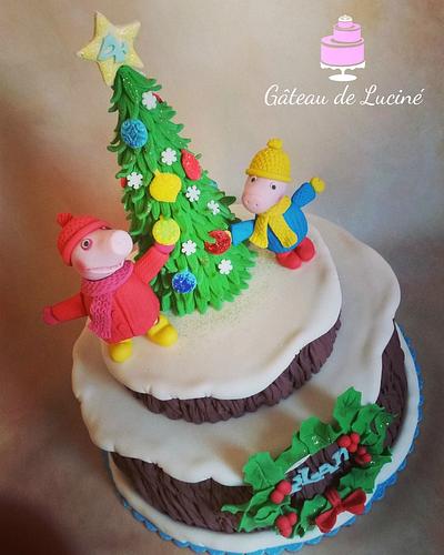 Peppa and George decorate the Christmas tree - Cake by Gâteau de Luciné