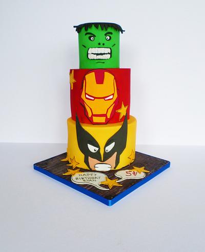 The Hulk, Iron Man and Wolverine Superhero Cake - Cake by Kickshaw Cakes