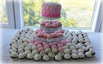 Graded Pink Cutting Cake and Cupcakes - Cake by Donna Tokazowski- Cake Hatteras, Martinsburg WV