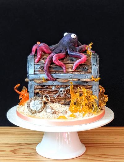 Treasure chest with octopus  - Cake by rantingfrenchmama