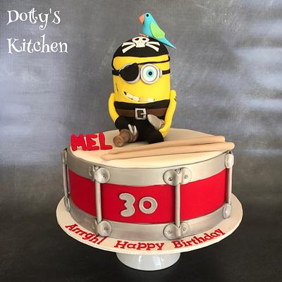 Pirate minion on a drum cake - Cake by dottyskitchen