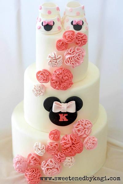 Minnie Mouse inspired baby shower cake - Cake by Sweetened by Kagi