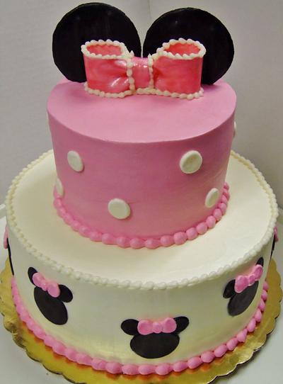 Buttercream tiered Minnie Mouse cake - Cake by Nancys Fancys Cakes & Catering (Nancy Goolsby)