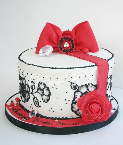 Roses. lace & diamonds.. - Cake by Divine Cakes