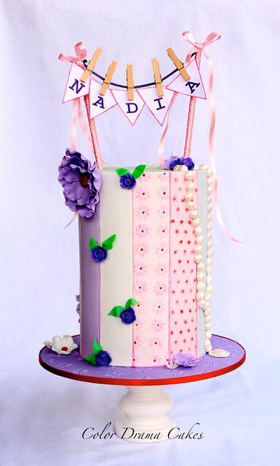 Double Barrel Cake with Vertical textured stripes - Cake by Color Drama Cakes