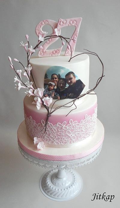Birthday cake with eddible photo - Cake by Jitkap