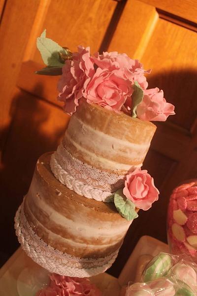 Semi-Naked Cake with Sugar Blooms - Cake by Sweet Bea's