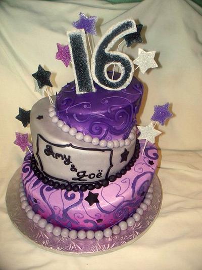 Sweet 16 cake for twins - Cake by Angel Rushing