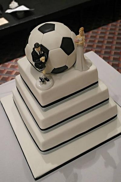 Football themed wedding cake (football is cake too :)) - Cake by Lisa Wheatcroft