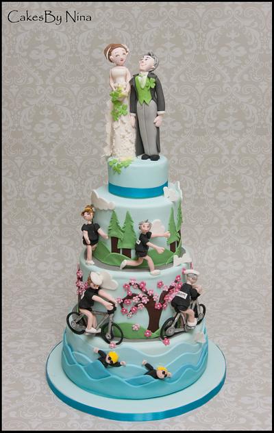 Triathlon Wedding - Cake by Cakes by Nina Camberley