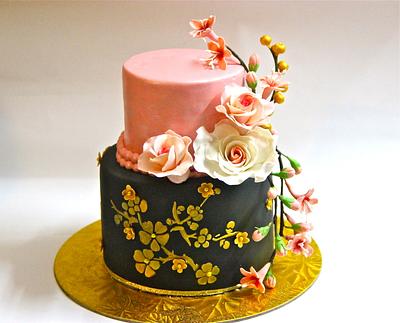 Roses and cherry blossoms - Cake by Sugar Stories