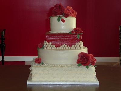 Red and White Anniversary cake - Cake by Marcia Hardaker