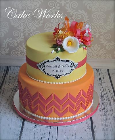 Chevron and sugar flower bridal shower - Cake by Alisa Seidling