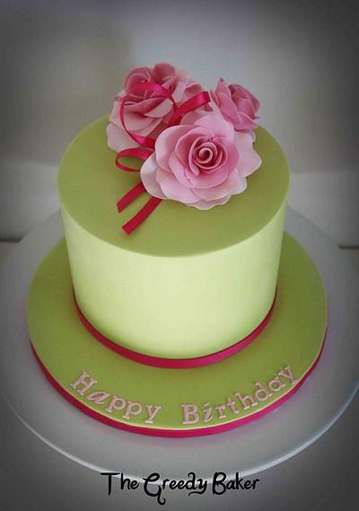 Fondant cake with gumpaste roses - Cake by Kate