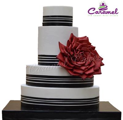 Black and White with Giant Rose - Cake by Caramel Doha