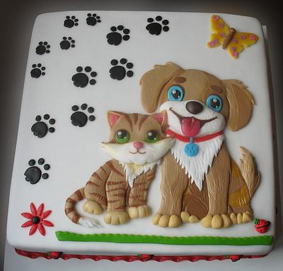 Kitten and puppy - Cake by Alena