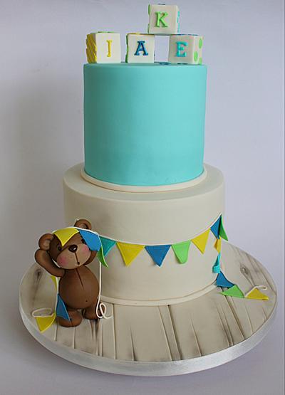 Bunting bear christening cake - Cake by Elaine Boyle....bakemehappy.ie