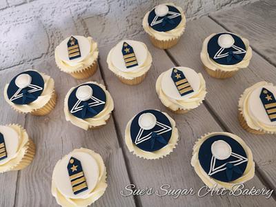 Navy themed cupcakes - Cake by Sue's Sugar Art Bakery 