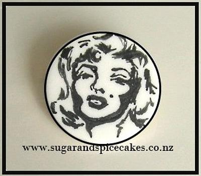 Marilyn - Hand painted Sillouette Cupcake topper - done free-hand - Cake by Mel_SugarandSpiceCakes