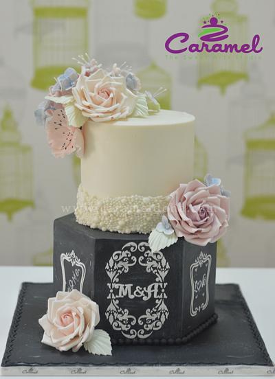 Chalkboard Wedding Cake - Cake by Caramel Doha