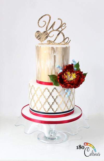 Rustic Red & Gold - Cake by Joonie Tan