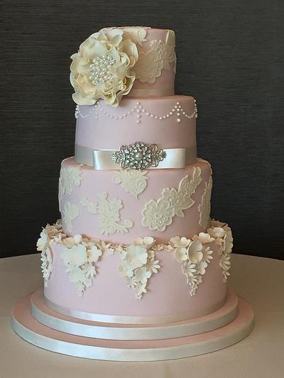 Blush Pink Wedding Cake - Cake by CakeyBakey Boutique