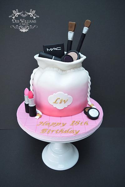 Drawstring make-up bag cake - Cake by Deb Williams Cakes