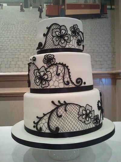 Black Lace Wedding Cake - Cake by Laura Galloway 