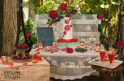 PDCA collaboration Rustic rose dessert table - Cake by krishnasinghvi