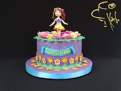 The flowers fairy in a purple field - Cake by Diana