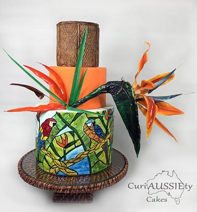 Stained glass Bird of Paradise cake - Cake by CuriAUSSIEty  Cakes